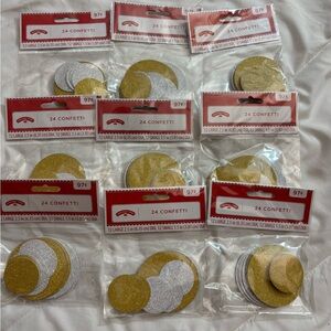 Set of 9 Holiday Time Gold and Silver Confetti Set (24 in each pack)